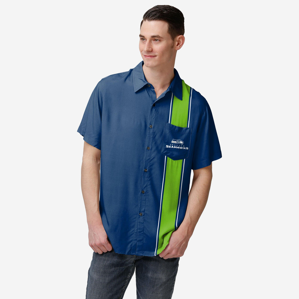 Seattle Seahawks Bowling Stripe Button Up Shirt FOCO S - FOCO.com