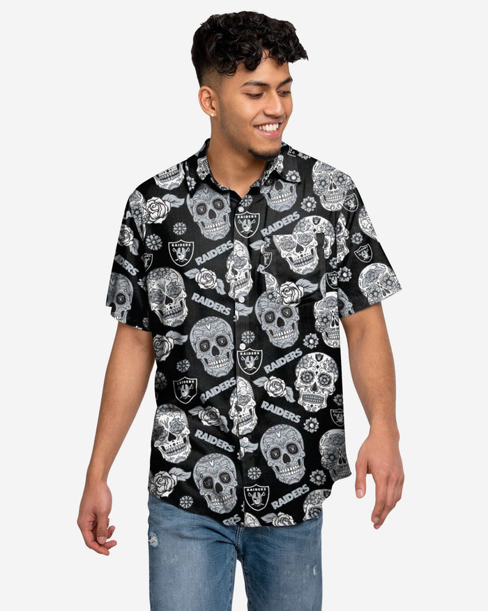 Las Vegas Raiders Day Of The Dead Button Up Shirt FOCO S - FOCO.com
