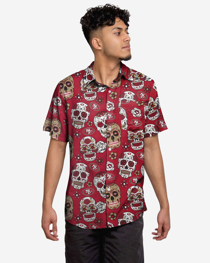 San Francisco 49ers Day Of The Dead Button Up Shirt FOCO S - FOCO.com