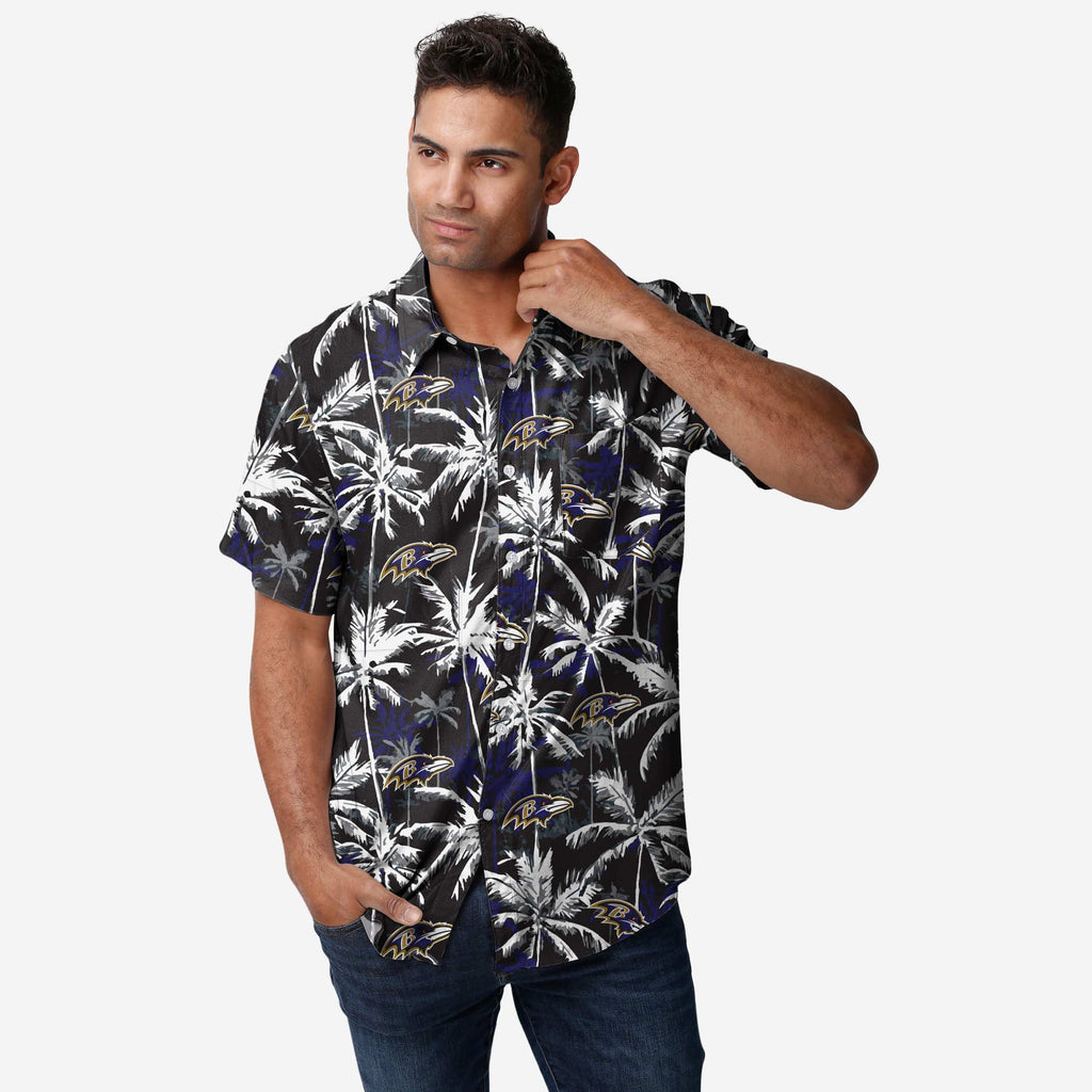 Baltimore Ravens Black Floral Button Up Shirt FOCO S - FOCO.com