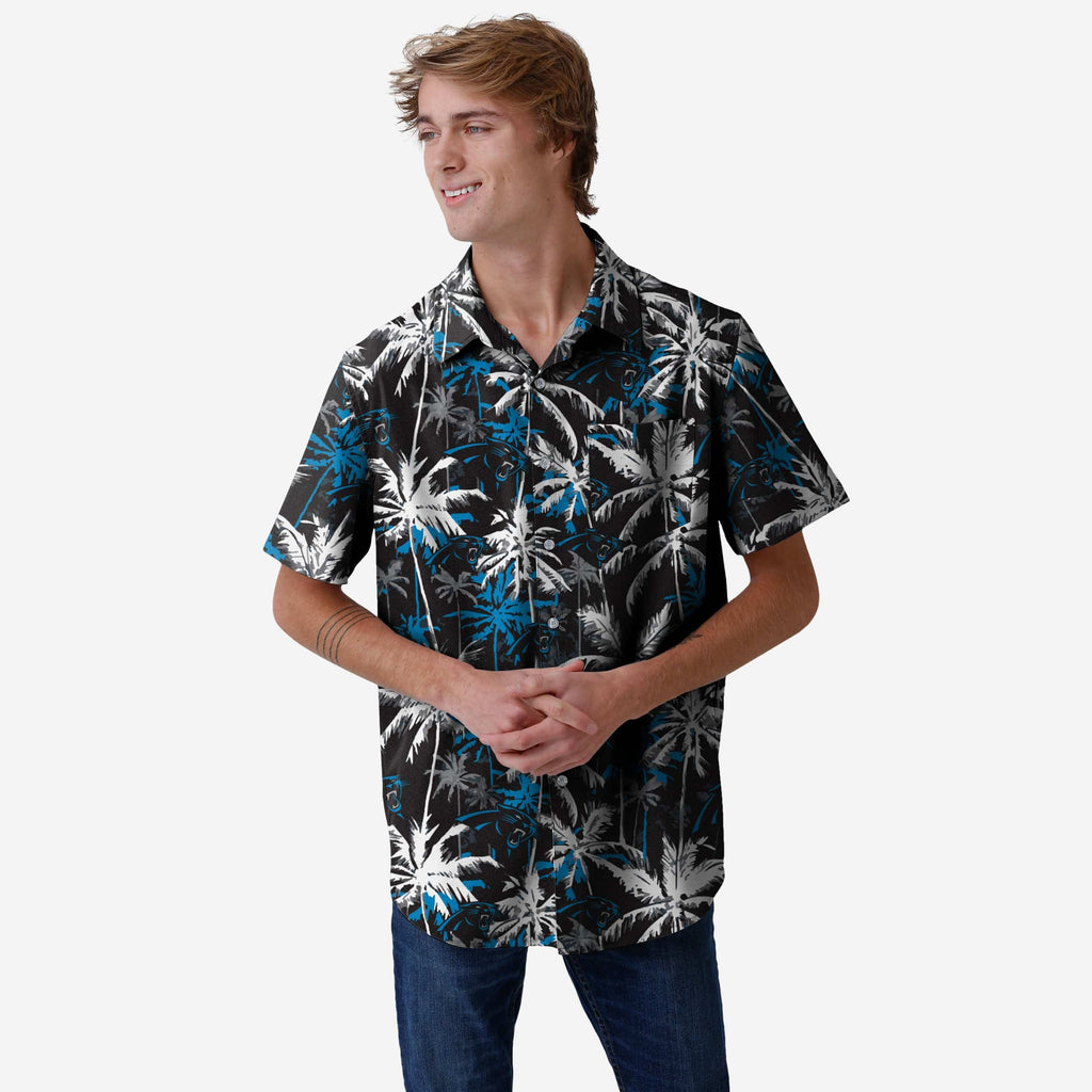 Carolina Panthers Black Floral Button Up Shirt FOCO S - FOCO.com