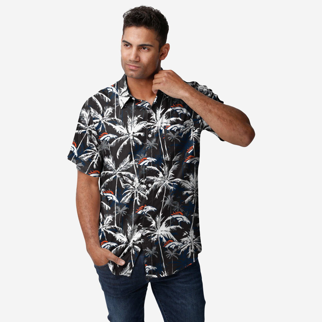 Denver Broncos Black Floral Button Up Shirt FOCO S - FOCO.com