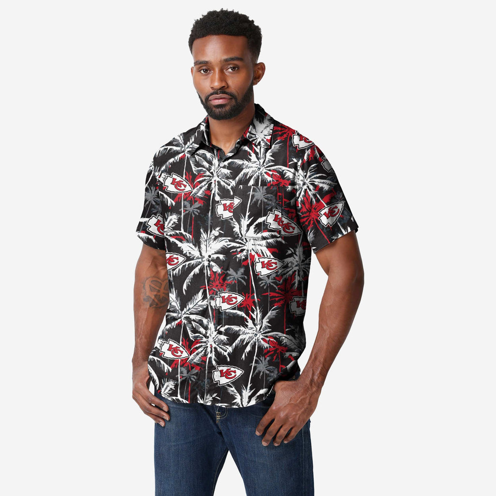 Kansas City Chiefs Black Floral Button Up Shirt FOCO S - FOCO.com