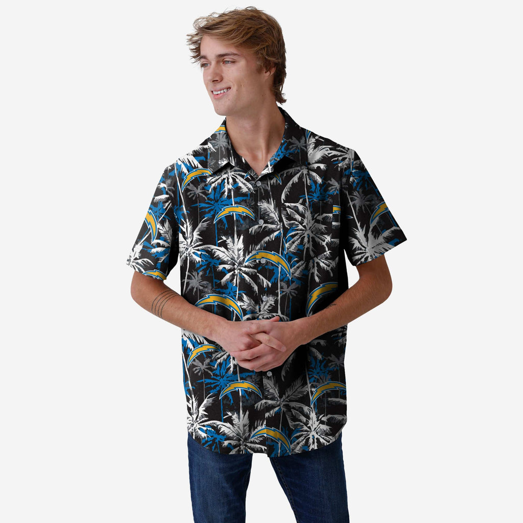 Los Angeles Chargers Black Floral Button Up Shirt FOCO S - FOCO.com