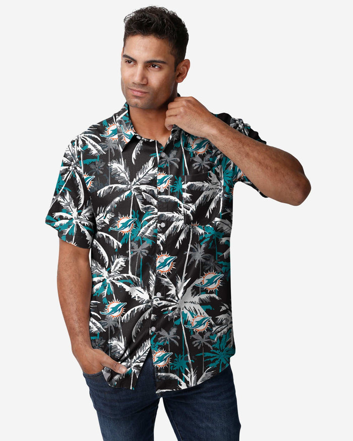 Miami Dolphins Black Floral Button Up Shirt FOCO S - FOCO.com