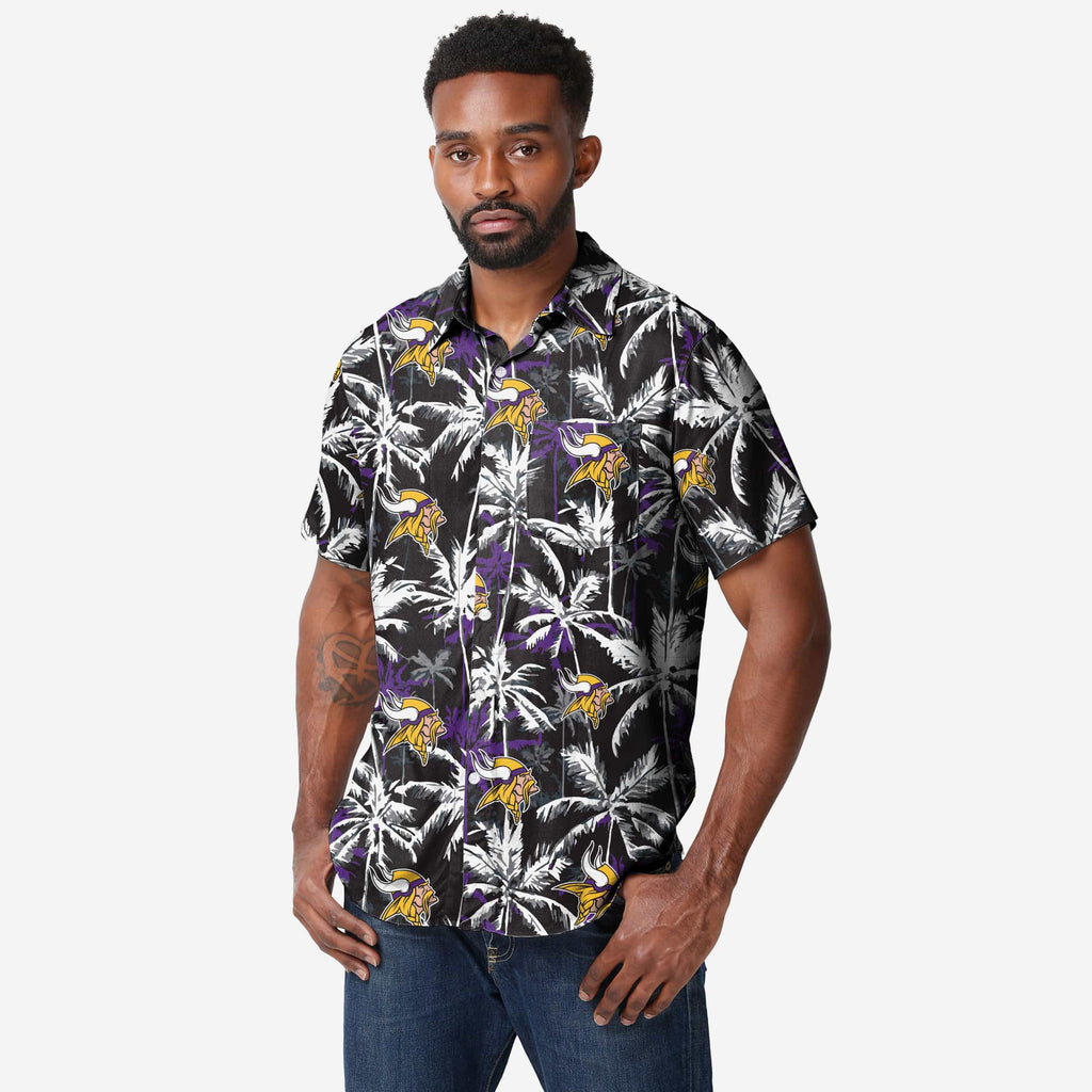 Minnesota Vikings Black Floral Button Up Shirt FOCO S - FOCO.com