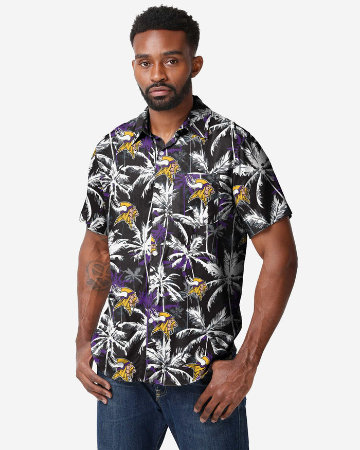 Minnesota Vikings Black Floral Button Up Shirt FOCO S - FOCO.com