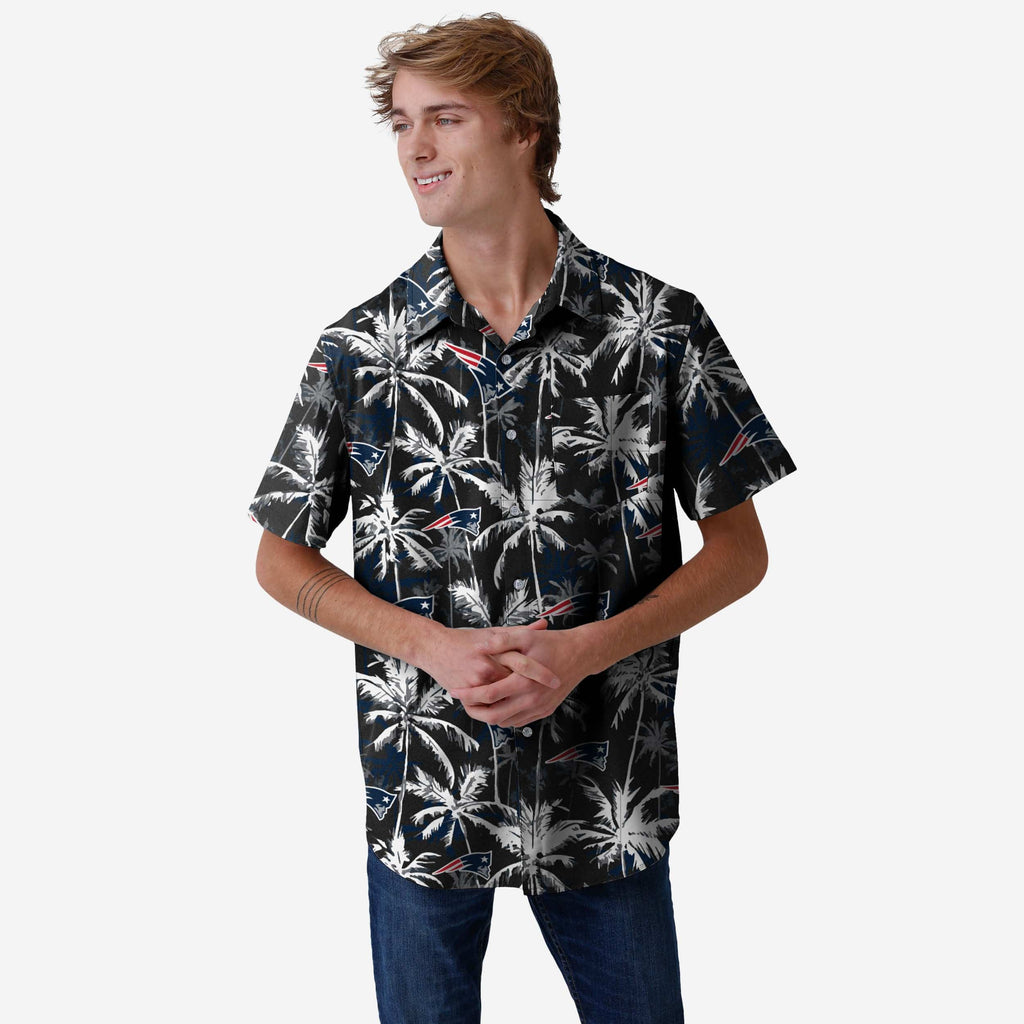 New England Patriots Black Floral Button Up Shirt FOCO S - FOCO.com