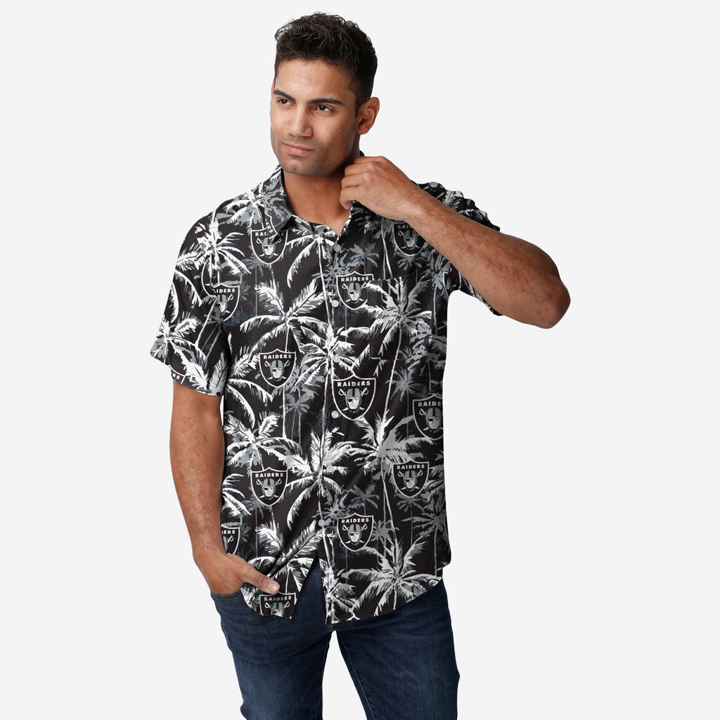 Las Vegas Raiders Black Floral Button Up Shirt FOCO S - FOCO.com