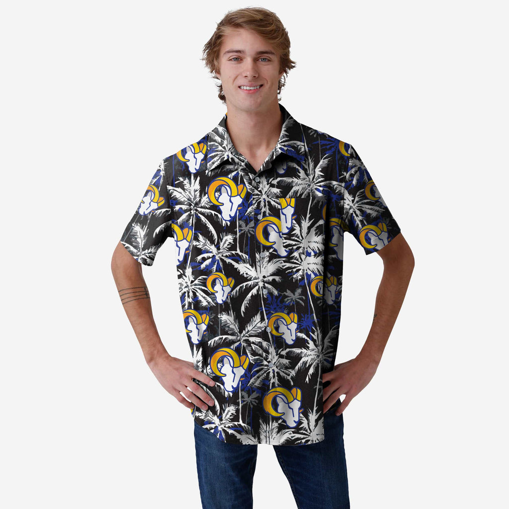 Los Angeles Rams Black Floral Button Up Shirt FOCO S - FOCO.com