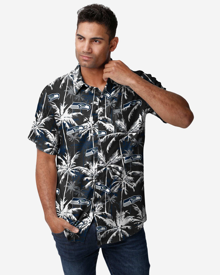 Seattle Seahawks Black Floral Button Up Shirt FOCO S - FOCO.com