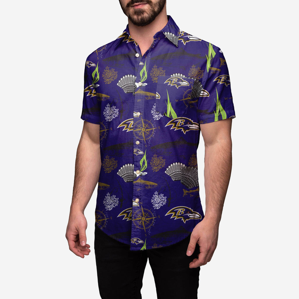 Baltimore Ravens Floral Button Up Shirt FOCO S - FOCO.com