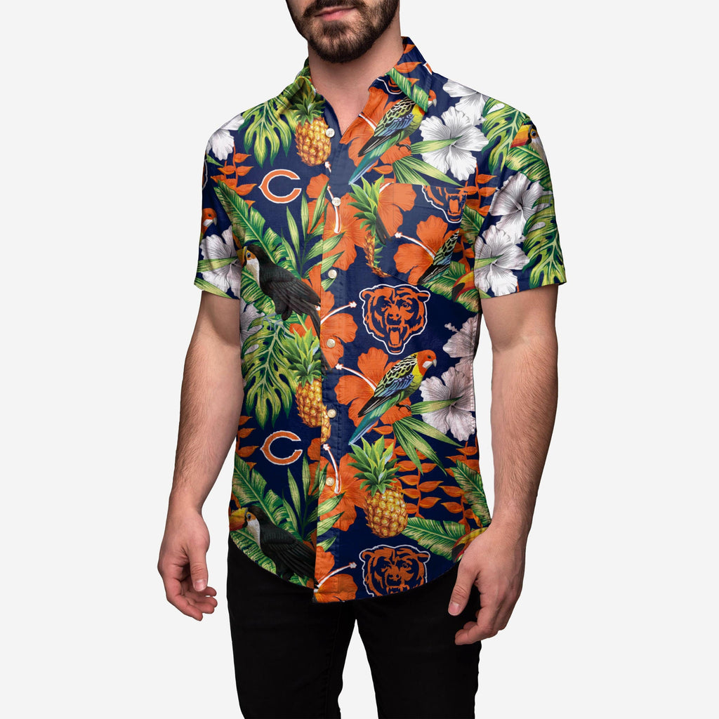 Chicago Bears Floral Button Up Shirt FOCO S - FOCO.com