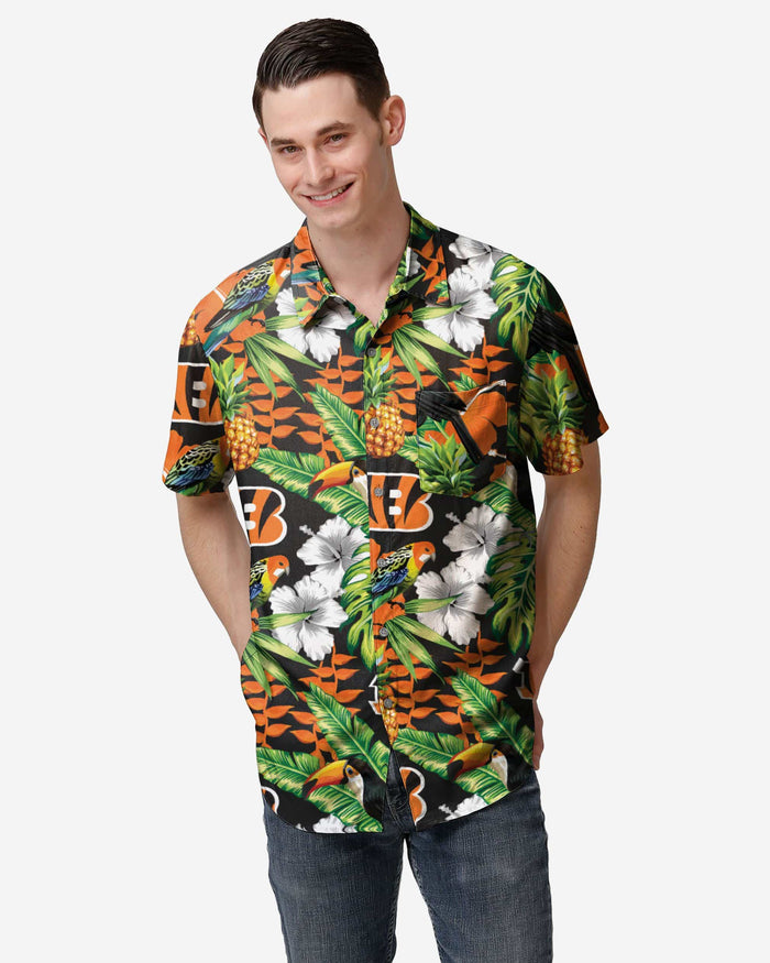 Cincinnati Bengals Floral Button Up Shirt FOCO S - FOCO.com