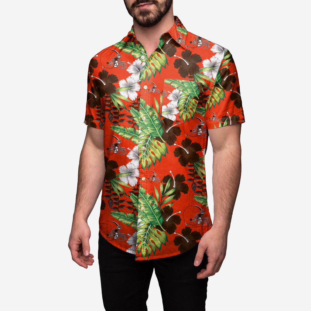 Cleveland Browns Floral Button Up Shirt FOCO S - FOCO.com