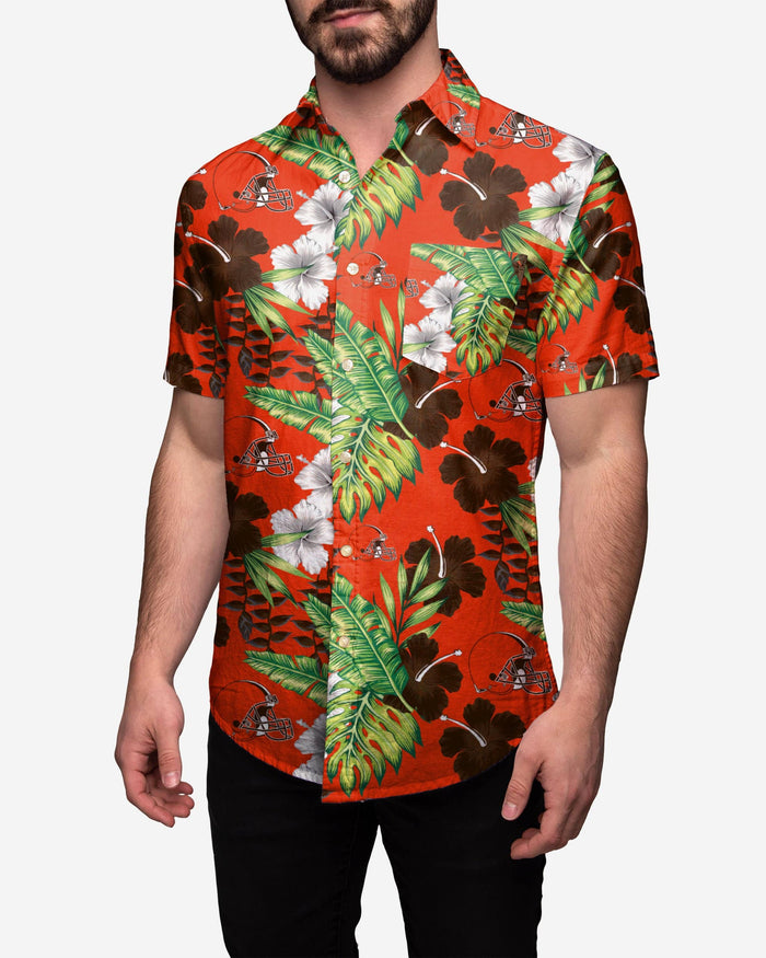 Cleveland Browns Floral Button Up Shirt FOCO S - FOCO.com