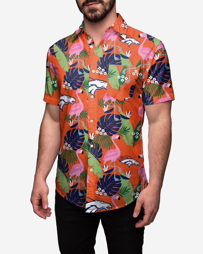 Denver Broncos Floral Button Up Shirt FOCO S - FOCO.com