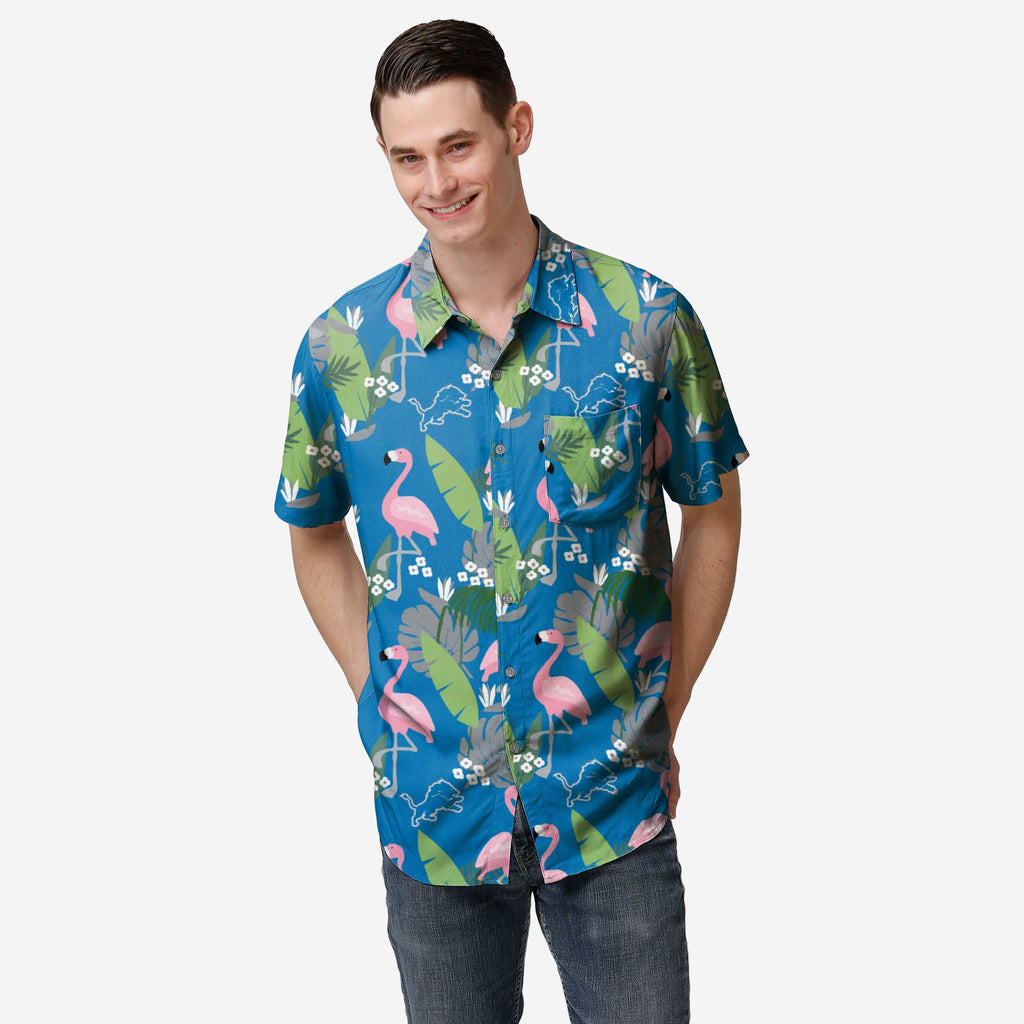 Detroit Lions Floral Button Up Shirt FOCO S - FOCO.com