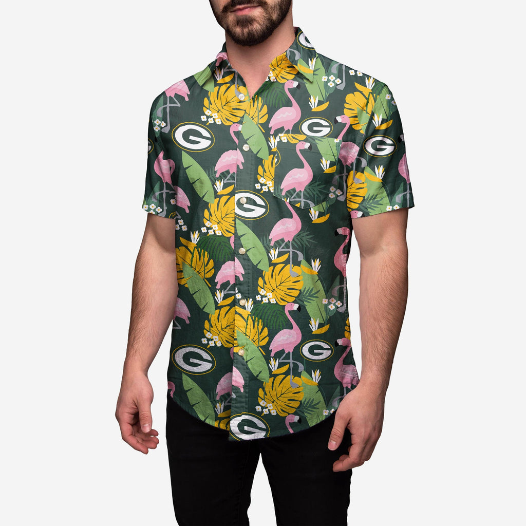 Green Bay Packers Floral Button Up Shirt FOCO S - FOCO.com