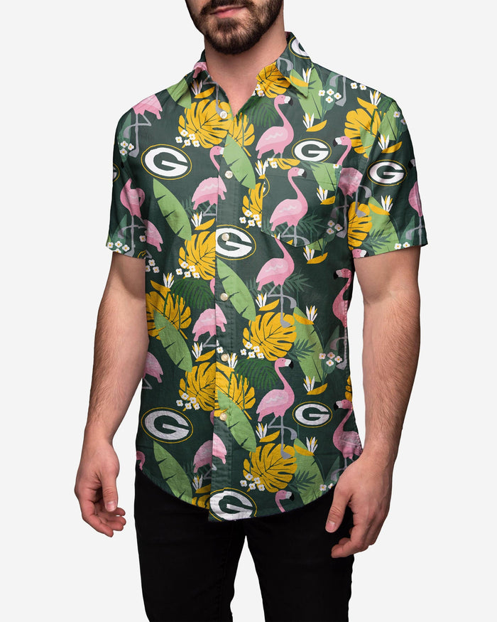 Green Bay Packers Floral Button Up Shirt FOCO S - FOCO.com