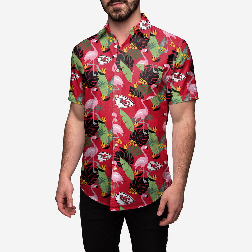 Kansas City Chiefs Floral Button Up Shirt FOCO S - FOCO.com