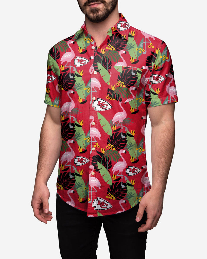 Kansas City Chiefs Floral Button Up Shirt FOCO S - FOCO.com