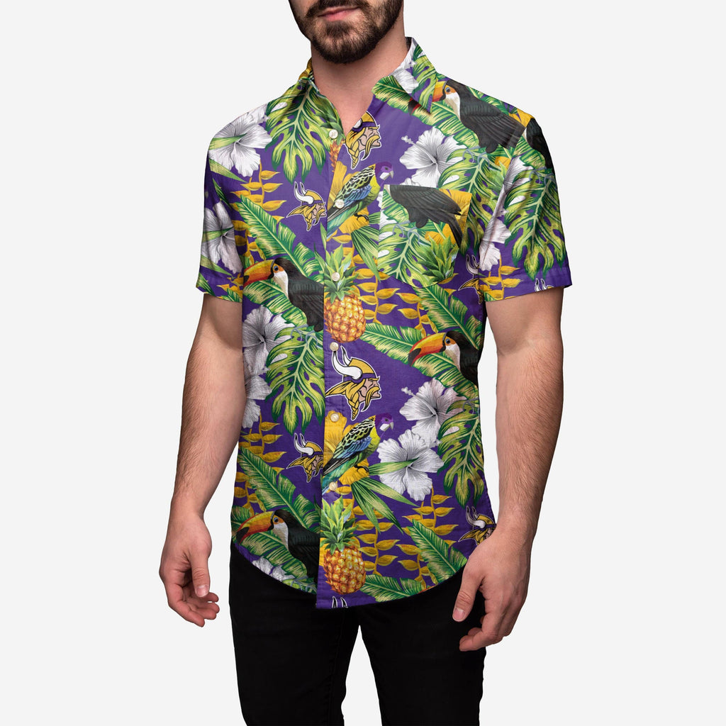 Minnesota Vikings Floral Button Up Shirt FOCO S - FOCO.com