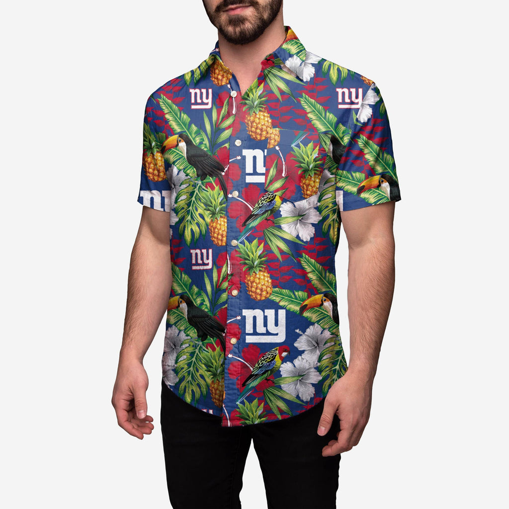 New York Giants Floral Button Up Shirt FOCO S - FOCO.com