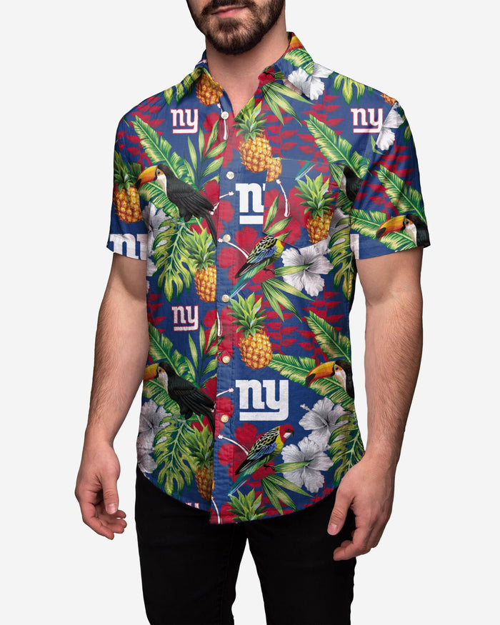 New York Giants Floral Button Up Shirt FOCO S - FOCO.com