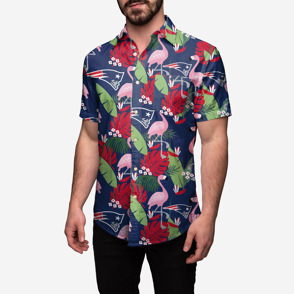 New England Patriots Floral Button Up Shirt FOCO S - FOCO.com