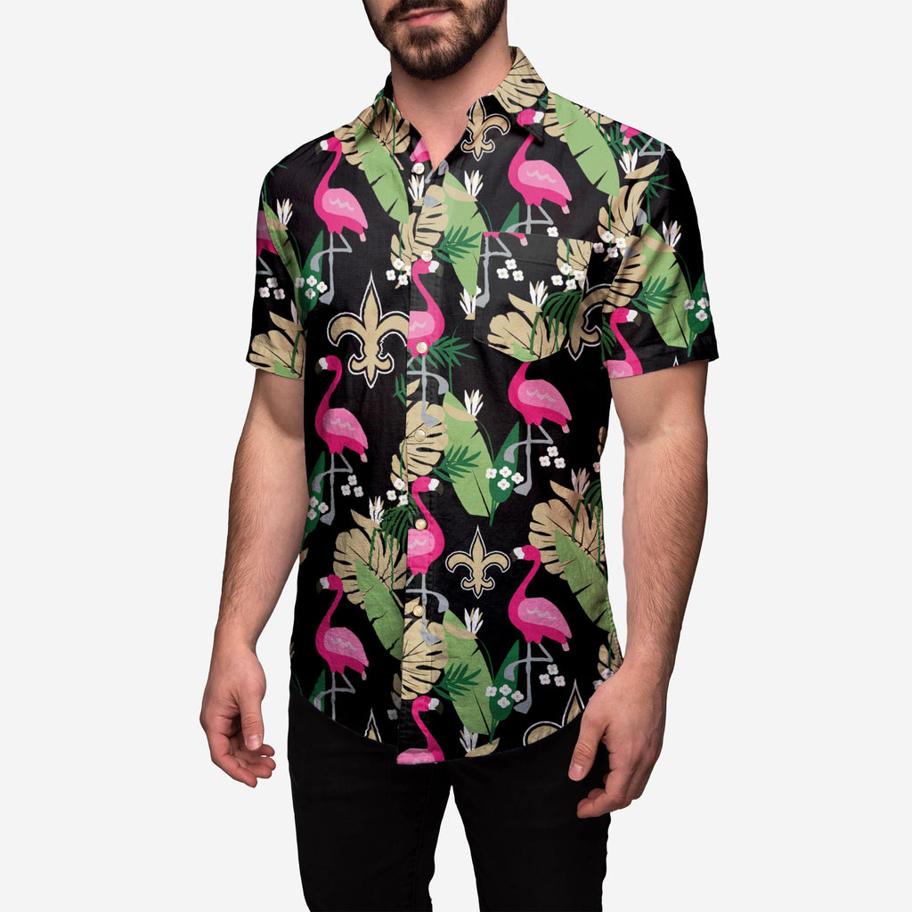 New Orleans Saints Floral Button Up Shirt FOCO S - FOCO.com