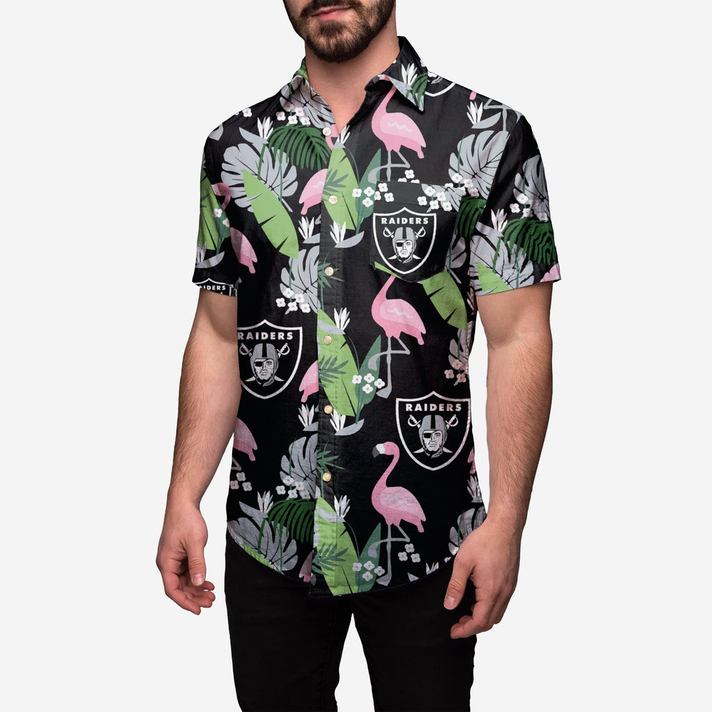 Las Vegas Raiders Floral Button Up Shirt FOCO S - FOCO.com