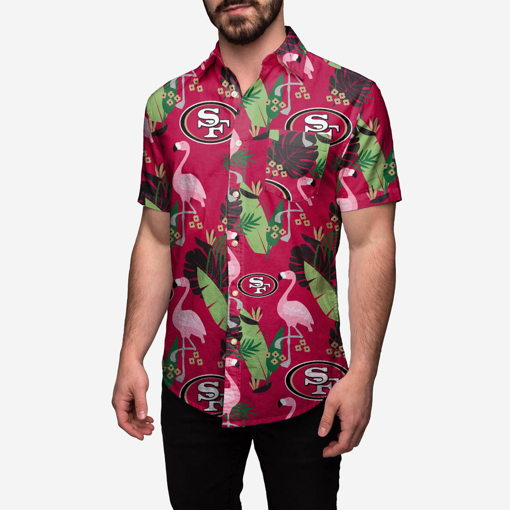 San Francisco 49ers Floral Button Up Shirt FOCO S - FOCO.com