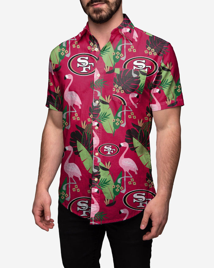 San Francisco 49ers Floral Button Up Shirt FOCO S - FOCO.com