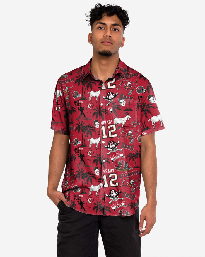 Tampa Bay Buccaneers Tom Brady Floral Button Up Shirt FOCO S - FOCO.com