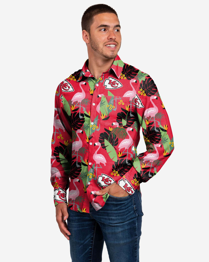 Kansas City Chiefs Long Sleeve Floral Button Up Shirt FOCO S - FOCO.com