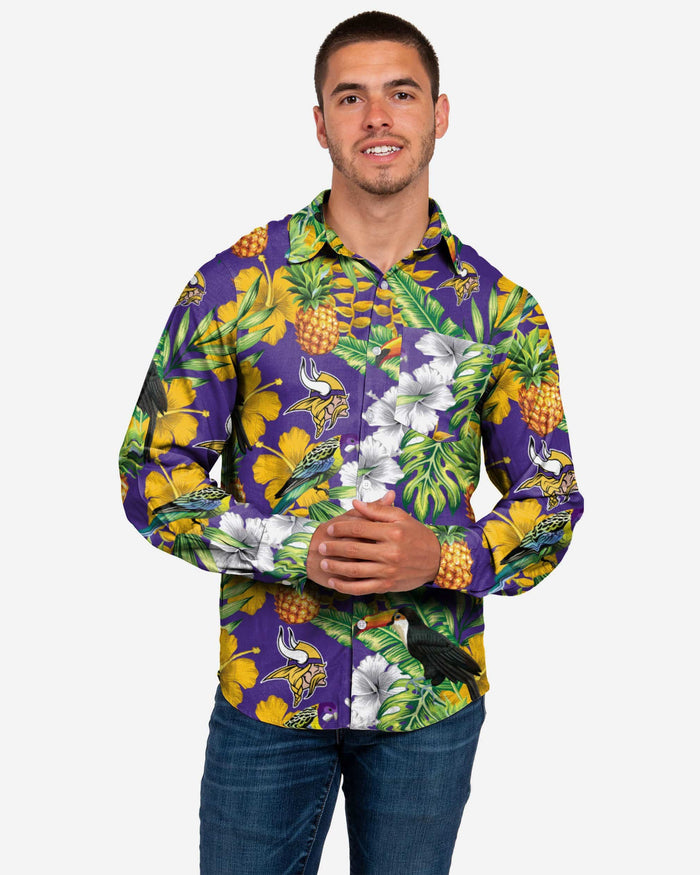 Minnesota Vikings Long Sleeve Floral Button Up Shirt FOCO S - FOCO.com