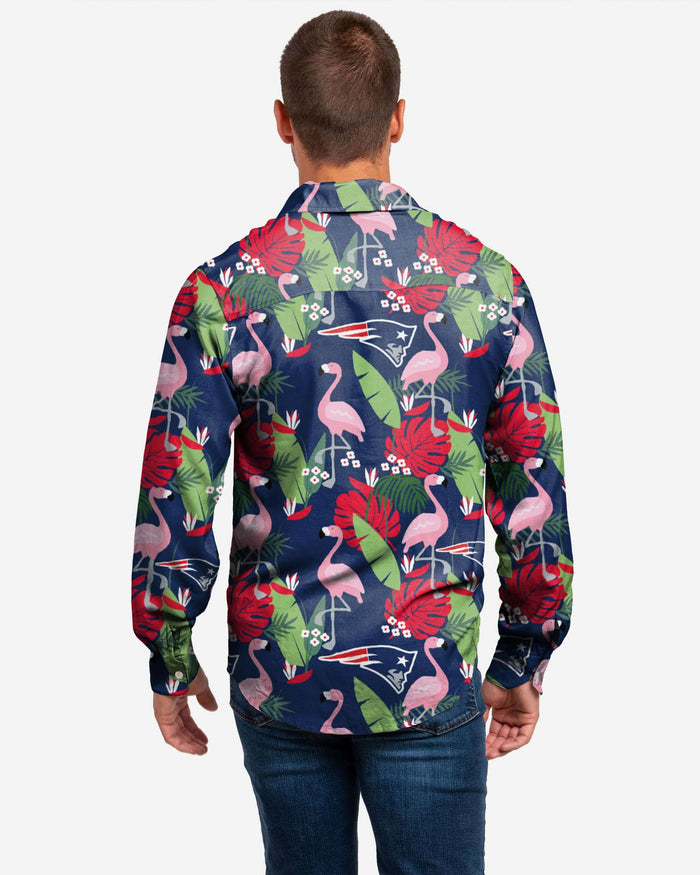 New England Patriots Long Sleeve Floral Button Up Shirt FOCO - FOCO.com