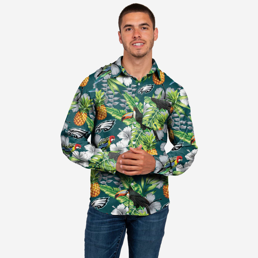 Philadelphia Eagles Long Sleeve Floral Button Up Shirt FOCO S - FOCO.com