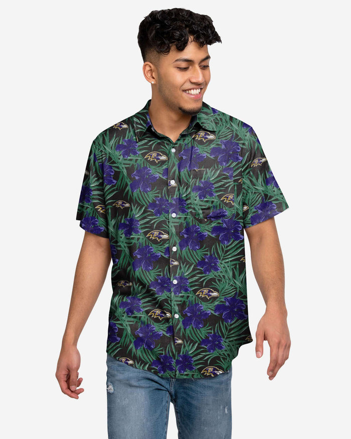 Baltimore Ravens Hibiscus Button Up Shirt FOCO S - FOCO.com