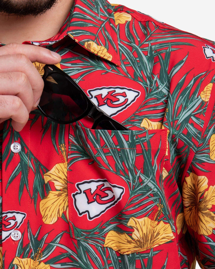 Kansas City Chiefs Hibiscus Button Up Shirt FOCO - FOCO.com