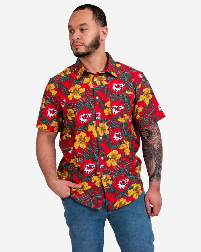 Kansas City Chiefs Hibiscus Button Up Shirt FOCO S - FOCO.com