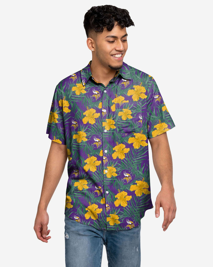 Minnesota Vikings Hibiscus Button Up Shirt FOCO S - FOCO.com