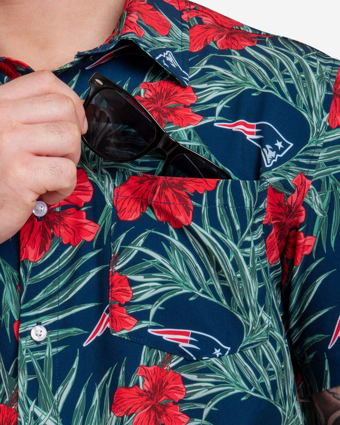 New England Patriots Hibiscus Button Up Shirt FOCO - FOCO.com