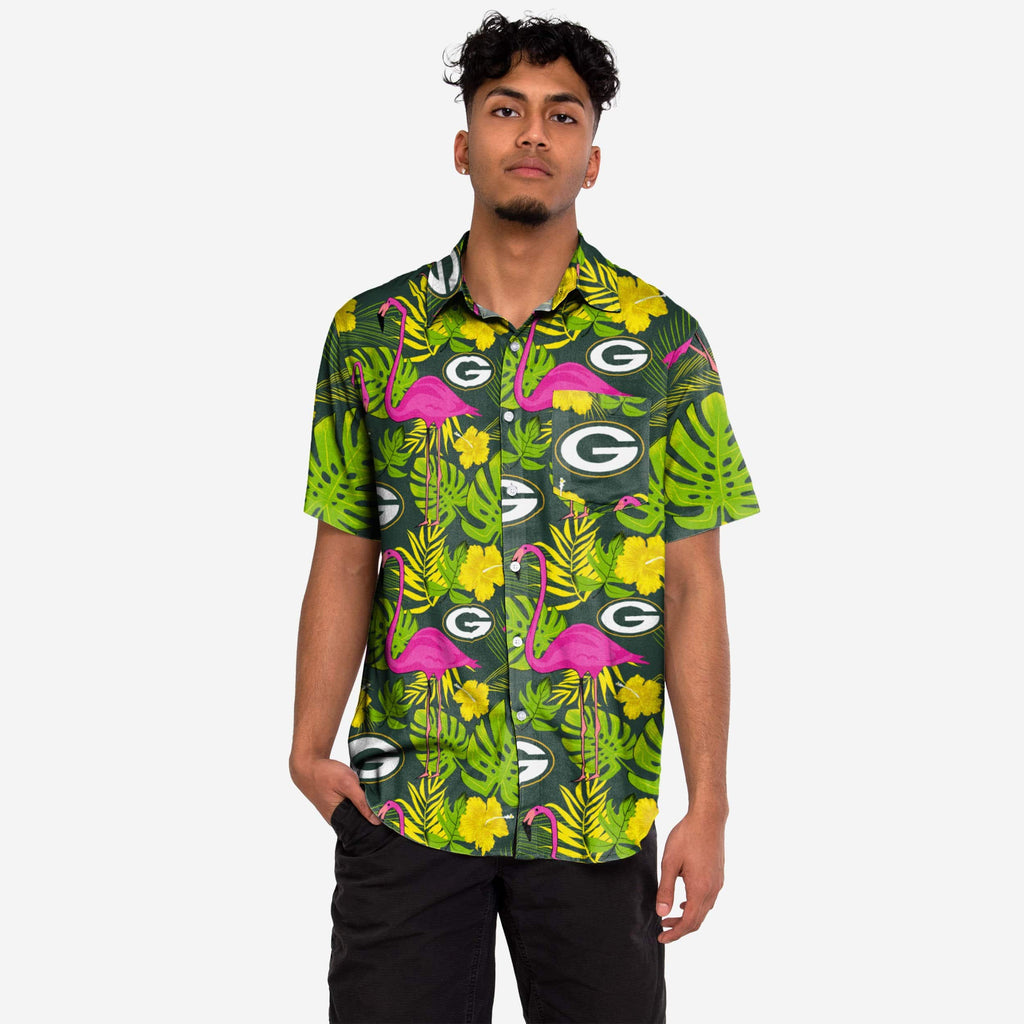 Green Bay Packers Highlights Button Up Shirt FOCO S - FOCO.com