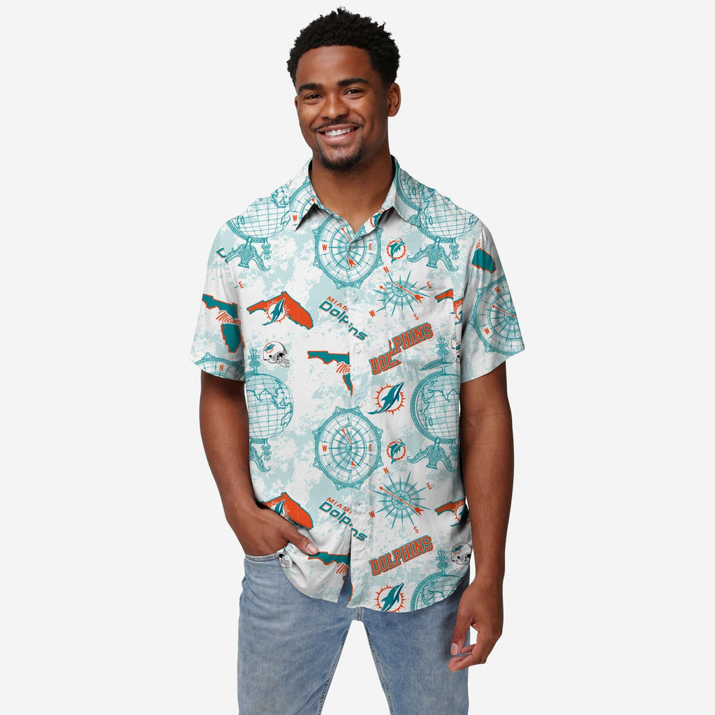 Miami Dolphins Mercader Button Up Shirt FOCO S - FOCO.com