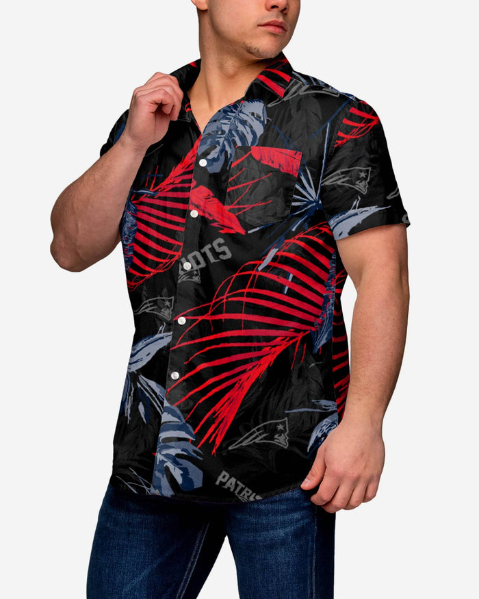 New England Patriots Neon Palm Button Up Shirt FOCO S - FOCO.com