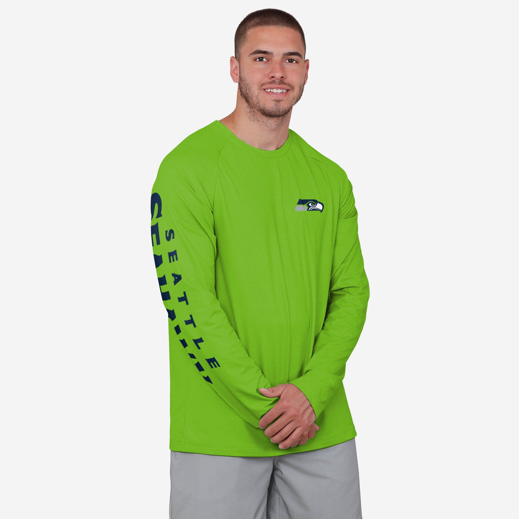 Seattle Seahawks Rash Guard Long Sleeve Swim Shirt FOCO S - FOCO.com