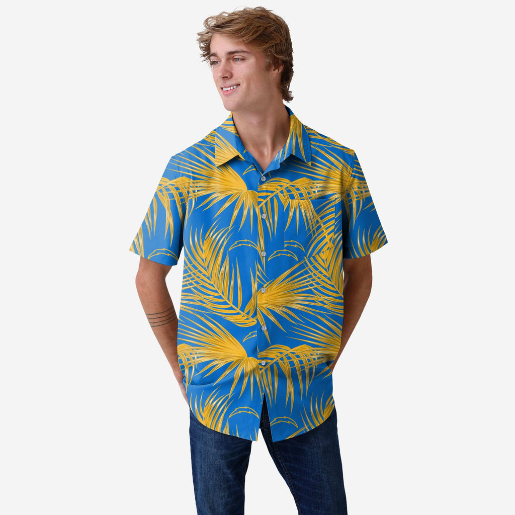 Los Angeles Chargers Hawaiian Button Up Shirt FOCO S - FOCO.com