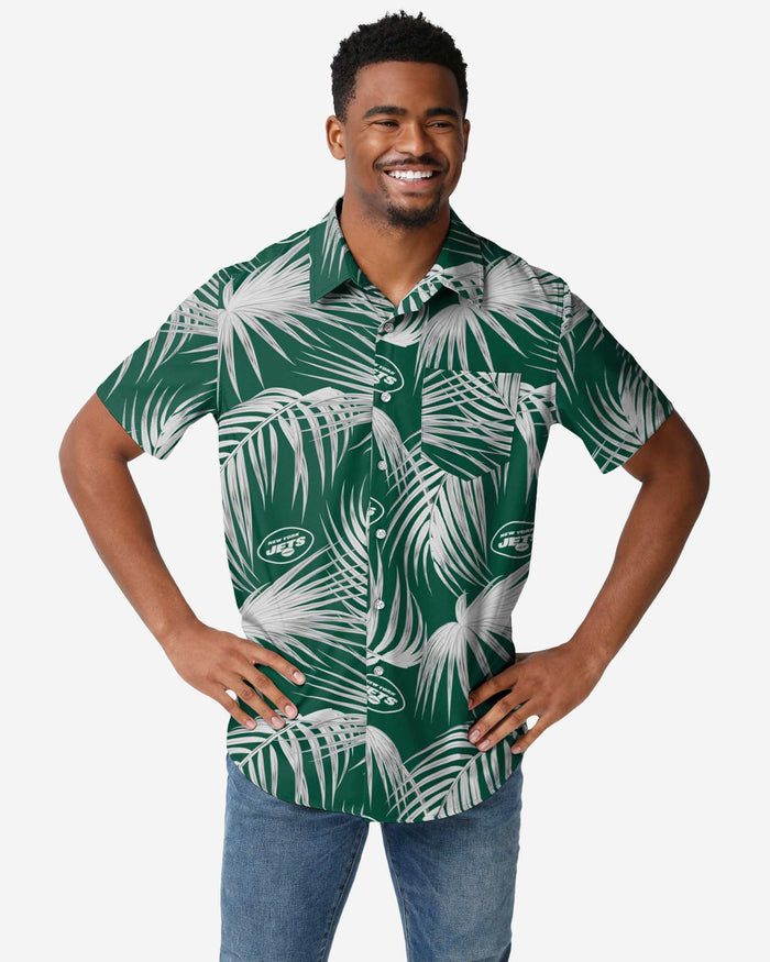 New York Jets Hawaiian Button Up Shirt FOCO S - FOCO.com